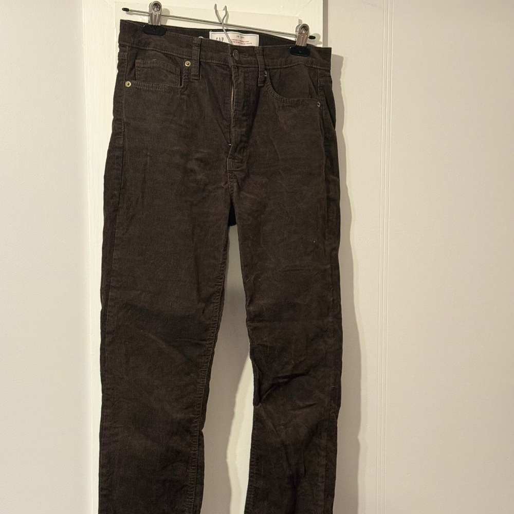 Brown Corduroy High Waist Vintage Slim